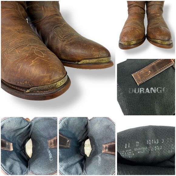 Durango Western Cowboy Boots Crumpled Distressed Soft Brown Leather Men’s 11 D - Picture 10 of 11